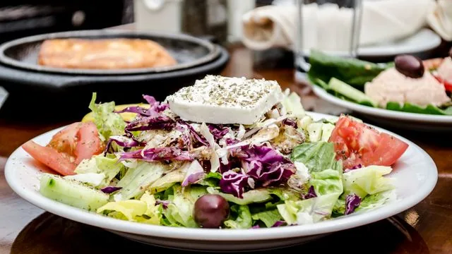 Greek Village Salad with Grilled Fish