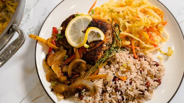 Jerk Chicken with Rice and Peas